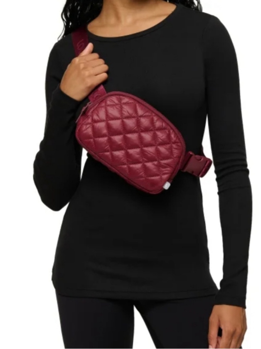 Lolë Burgundy Quilted Belt Bag Sling Bag Fanny Pack.